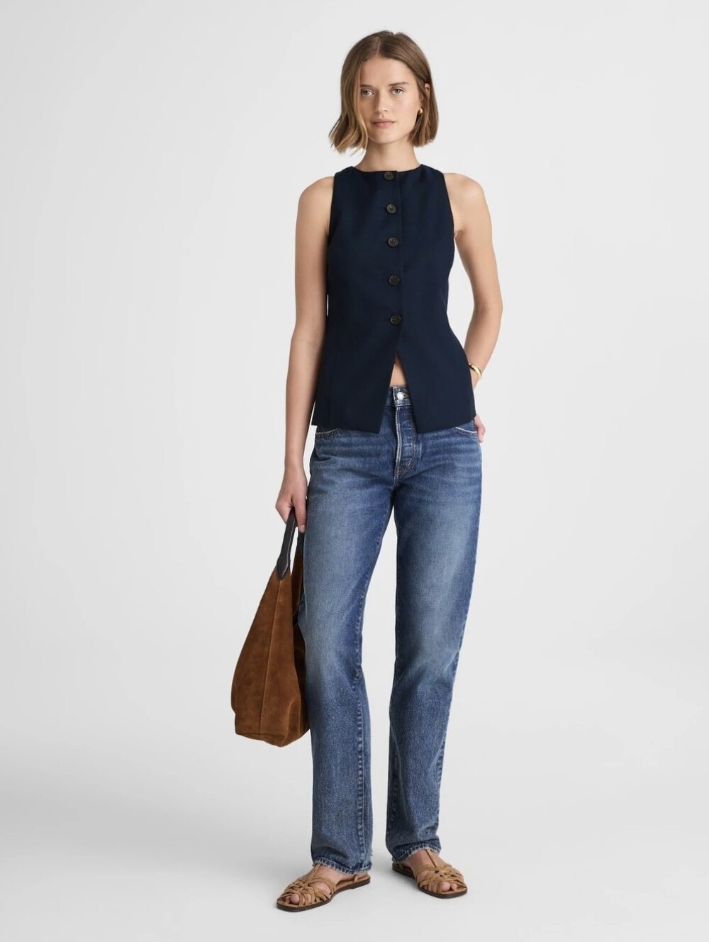 🍁Madewell Cutaway Vest In Drapey Twill Size 14